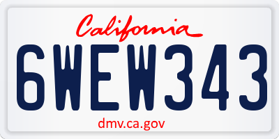 CA license plate 6WEW343