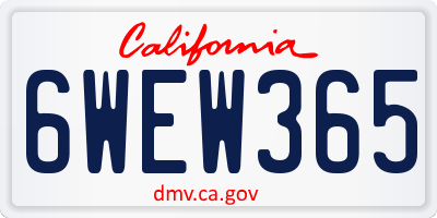 CA license plate 6WEW365