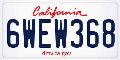 CA license plate 6WEW368