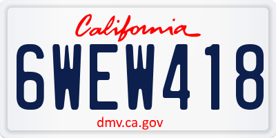 CA license plate 6WEW418