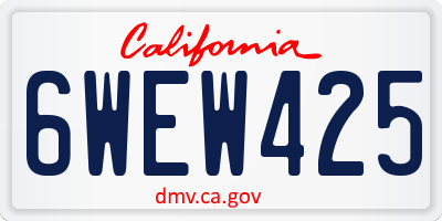 CA license plate 6WEW425