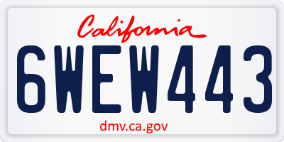CA license plate 6WEW443