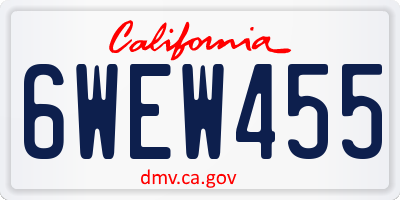 CA license plate 6WEW455