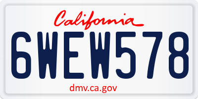 CA license plate 6WEW578