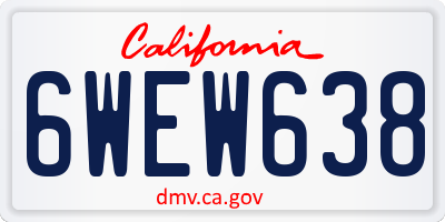CA license plate 6WEW638