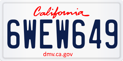 CA license plate 6WEW649