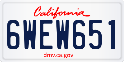 CA license plate 6WEW651