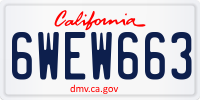 CA license plate 6WEW663