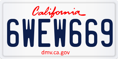 CA license plate 6WEW669