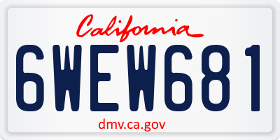CA license plate 6WEW681