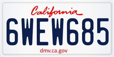 CA license plate 6WEW685