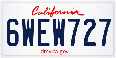 CA license plate 6WEW727