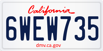 CA license plate 6WEW735