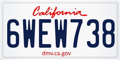 CA license plate 6WEW738