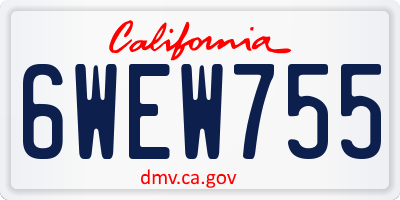 CA license plate 6WEW755
