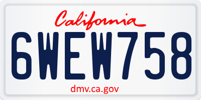 CA license plate 6WEW758