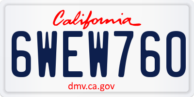 CA license plate 6WEW760