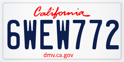 CA license plate 6WEW772