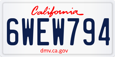 CA license plate 6WEW794