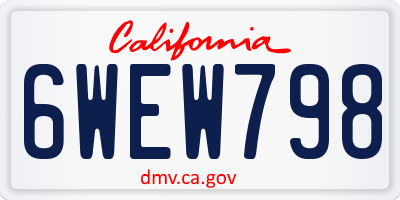 CA license plate 6WEW798
