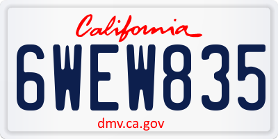 CA license plate 6WEW835