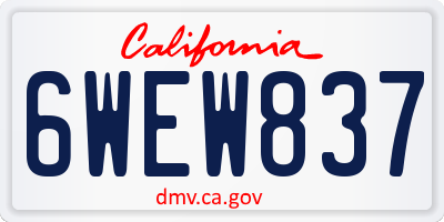 CA license plate 6WEW837