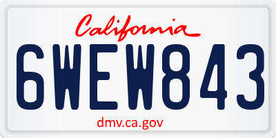 CA license plate 6WEW843