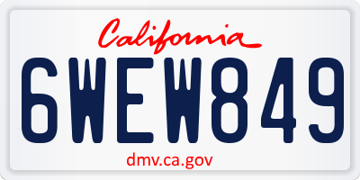 CA license plate 6WEW849