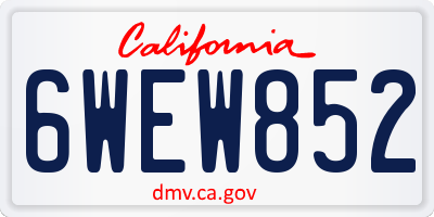 CA license plate 6WEW852