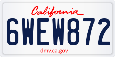 CA license plate 6WEW872