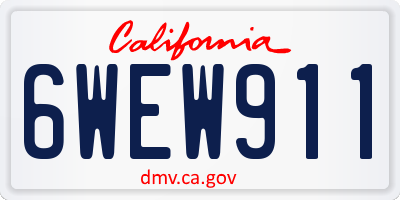 CA license plate 6WEW911