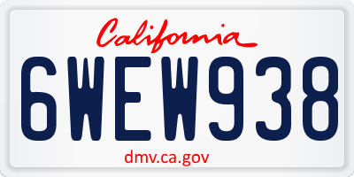 CA license plate 6WEW938