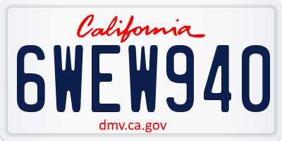 CA license plate 6WEW940