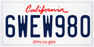 CA license plate 6WEW980