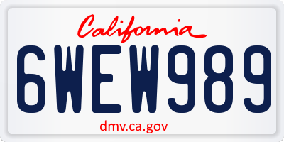 CA license plate 6WEW989