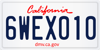 CA license plate 6WEX010