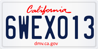 CA license plate 6WEX013