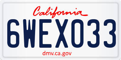CA license plate 6WEX033