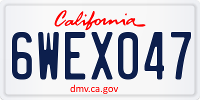 CA license plate 6WEX047