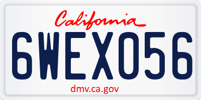 CA license plate 6WEX056