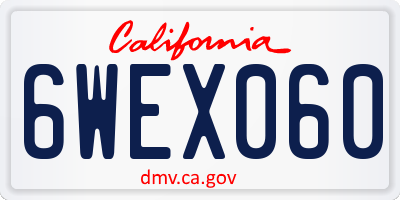 CA license plate 6WEX060