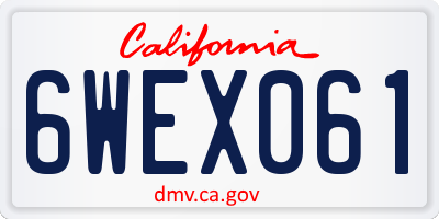 CA license plate 6WEX061