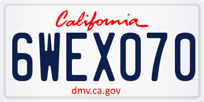 CA license plate 6WEX070