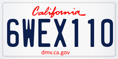 CA license plate 6WEX110