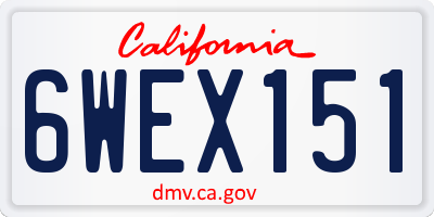 CA license plate 6WEX151