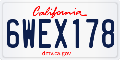 CA license plate 6WEX178