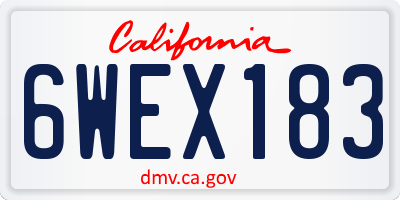 CA license plate 6WEX183