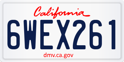CA license plate 6WEX261