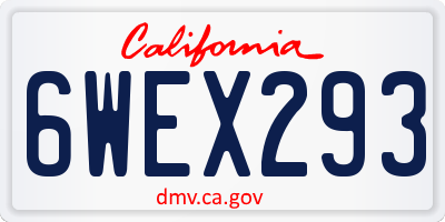CA license plate 6WEX293