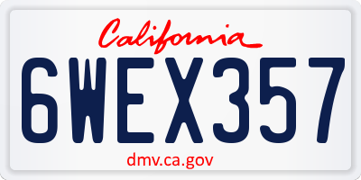 CA license plate 6WEX357